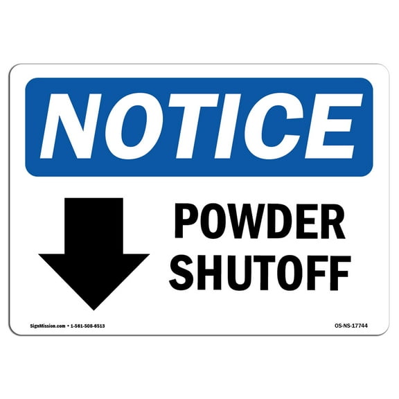 OSHA Notice Sign - Power Shutoff [Down Arrow] |  Aluminum Sign | Protect Your Business, Construction Site, Warehouse & Shop Area |  Made in the USA