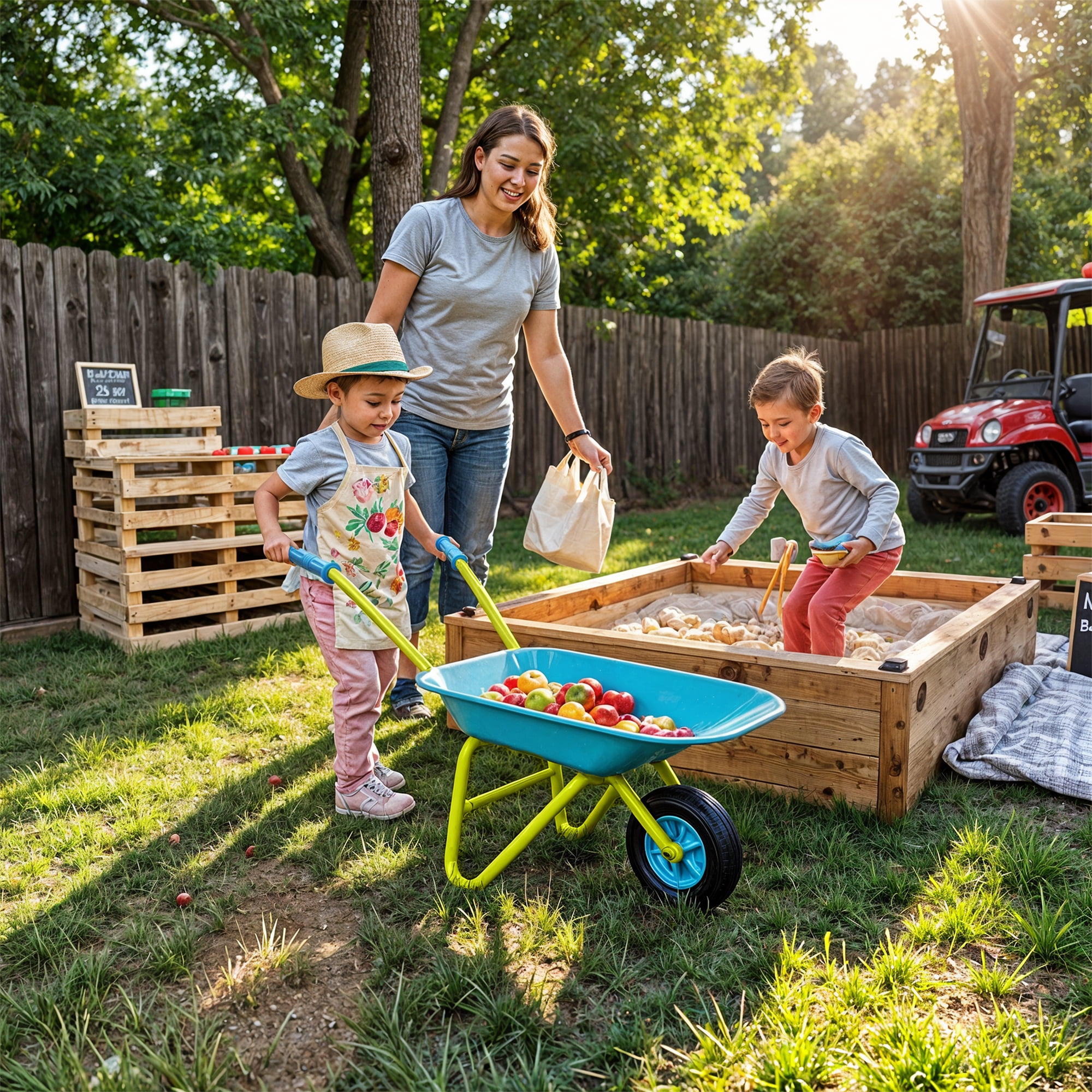 G & F Products Kids Wheelbarrow 10041 JustForKids, Garden Fun, 3+ Years Old Real Metal