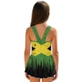 thumbnail image 2 of COEQINE Swim Dress for Girls, One Piece Swimsuit Scoop U-Neckline Wide Straps Swimwear Attached Skirt, Playful Bathing Suit for 5-6 Year Olds, Easy Care, Distressed Jamaican Flag, 2 of 8