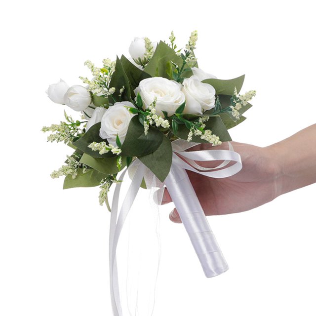 Wedding Bouquets Simulation Flowers Bridal Bouquets for Bride Bridesmaid Bouquet for Wedding Wedding Flowers Bouquets with Silk Ribbon Valentine‘s Day Home Decor