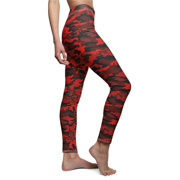 Red/Black Camo Women's Casual Leggings - Camo Color Code 0056