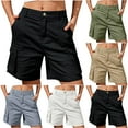 thumbnail image 1 of Pxkloy Bermuda pour Femmes Longueur Genou Été Décontracté Shorts Cargo avec Poches Taille Haute Bureau Robe Short Vert Armée,TG, 1 of 7