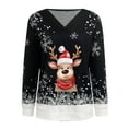 thumbnail image 4 of DHFJKG Women's Santa Loose Fit Pullover V Neck Reindeer Printed Sweatshirt Long Sleeve Versatile Tops, 4 of 4