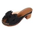 thumbnail image 6 of Rokment Womens Bow Platform High Heels Slip on Dress Sandals for Bride Wedding Summer Bowknot Fish Mouth Open Toe Chunky Block Heels Bridal Dressy Slides Black Size 6, 6 of 7