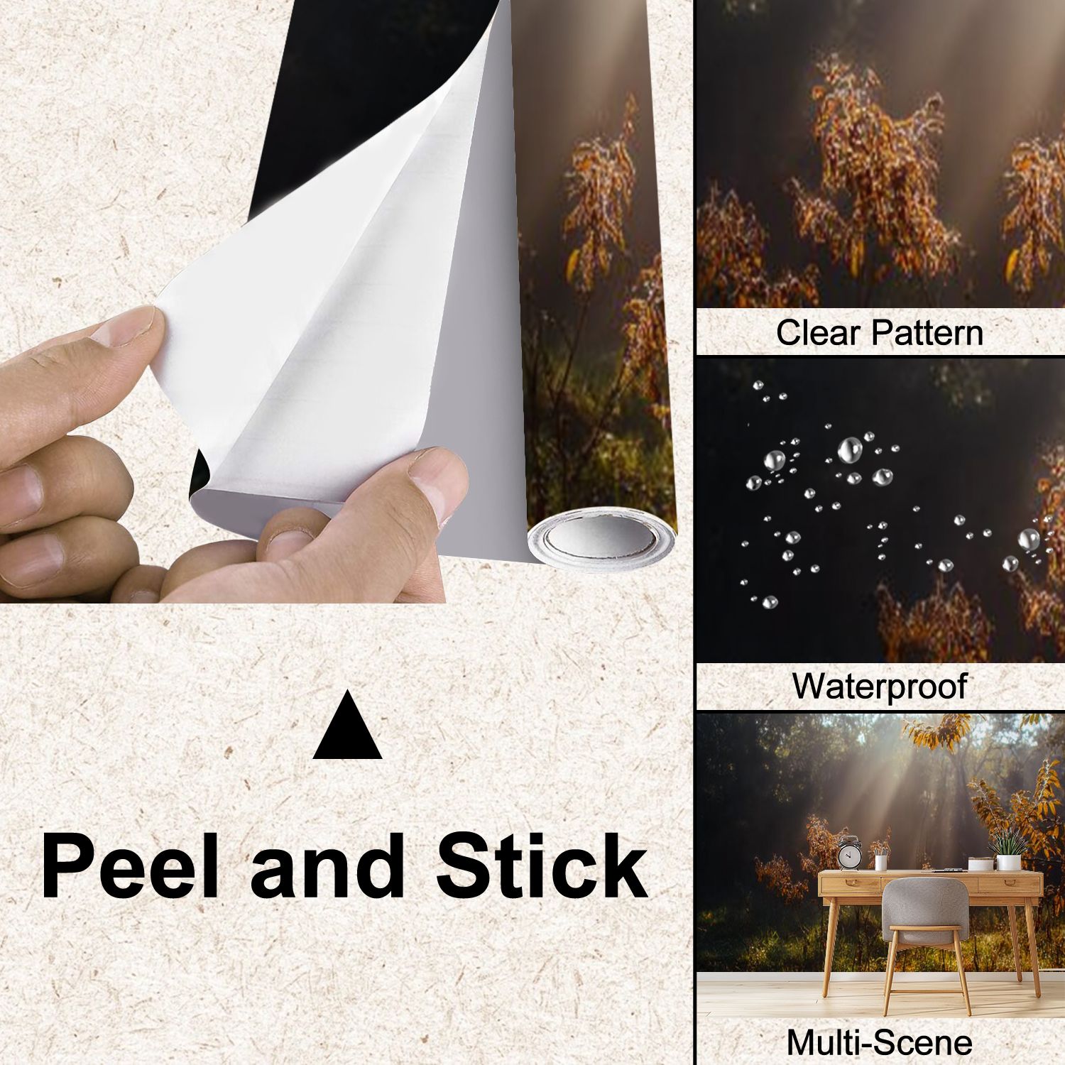 Peel and Stick Wallpaper Morning forest Dew grass Modern Art Wall Mural Decor Self Adhesive and Removable 100in x 144in