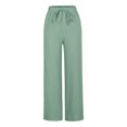 thumbnail image 3 of Patlollav Trousers Long Pants for Women Summer Drawstring Waist Wide Leg Loose Cotton Linen Palazzo Pants, 3 of 6