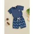 thumbnail image 5 of Gupgi 2Pcs Baby Boy Summer Outfits Short Sleeve Tree Embroidery T-Shirt + Shorts Set Clothes 6 Months - 3 Years, 5 of 9