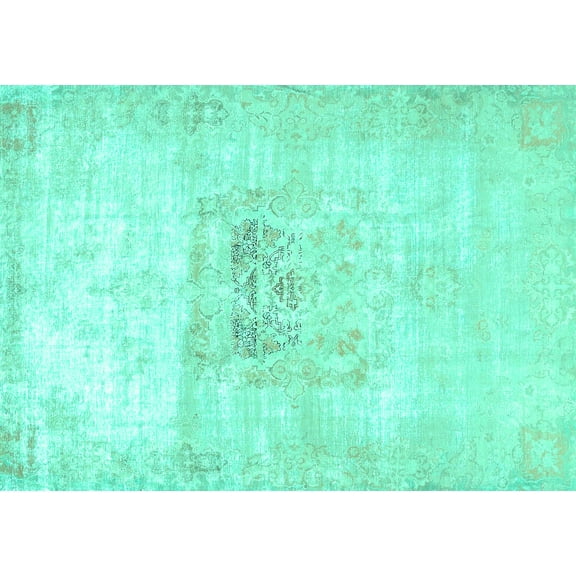 Ahgly Company Machine Washable Indoor Rectangle Persian Turquoise Blue Traditional Area Rugs, 5' x 7'