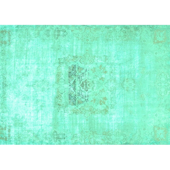 Ahgly Company Machine Washable Indoor Rectangle Persian Turquoise Blue Traditional Area Rugs, 6' x 9'
