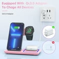 thumbnail image 4 of Cshidworld Wireless Charger, 18W 3 in 1 Wireless Charging Station for iPhone 17 16e 15 14 13 12 Pro, Fast Charger Stand for iWatch SE 9-11 6-8 2-5, AirPods 4/3/2/Pro, Samsung Galaxy Seires (Pink), 4 of 9