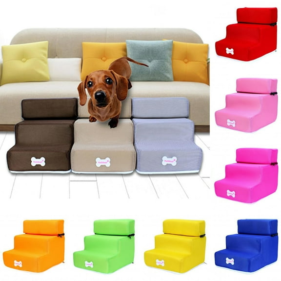 Walbest 13.78" x11.81"x11.81" Detachable Pet Steps 3 Tiers, Non-Slip Dog Stairs, Dog Ramp for Sofa, Soft Mesh Sponge Dog Ladder, Removable Climbing Pet Ladder, Best for Dogs Injured, Older Cats