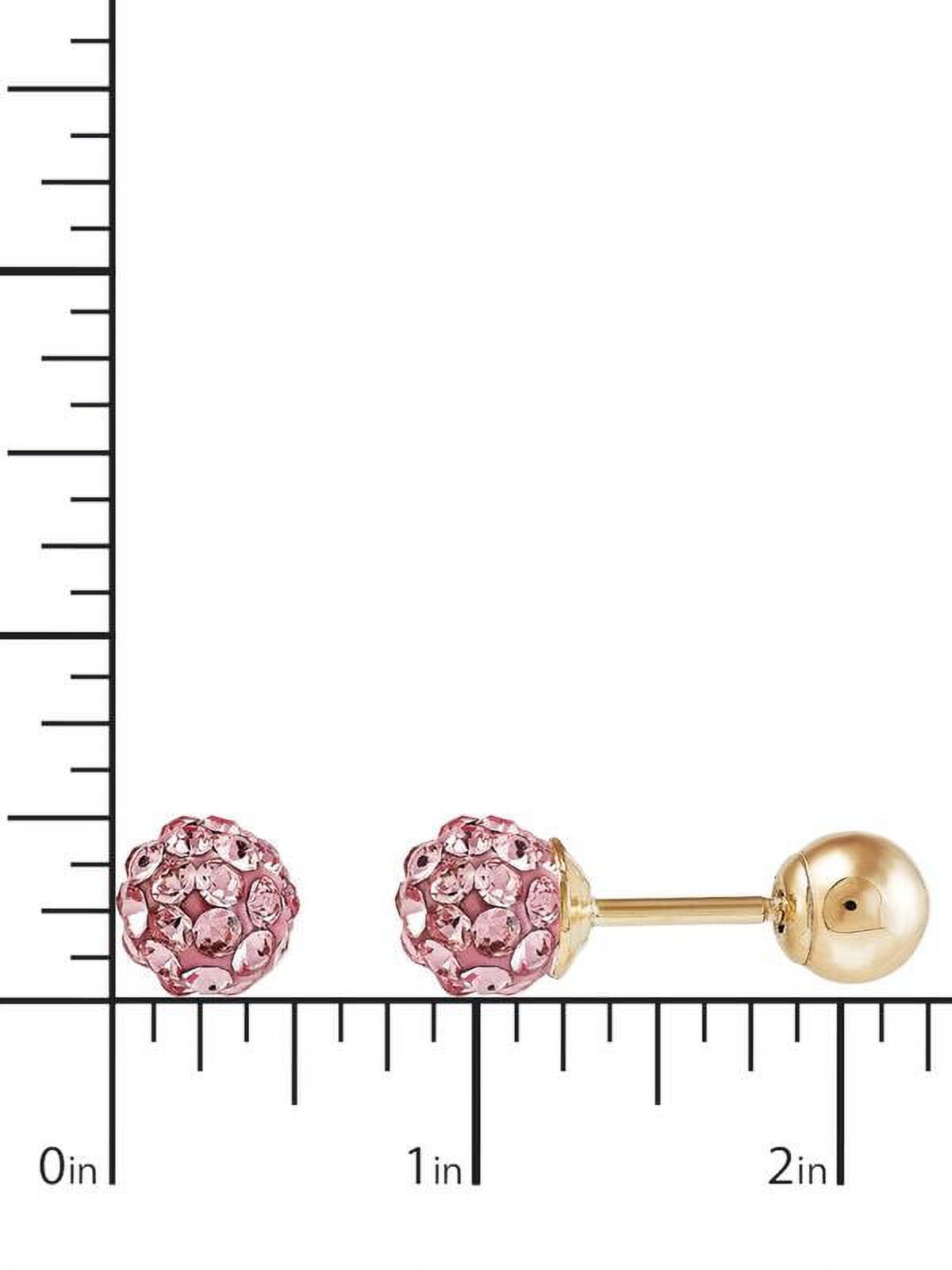Brilliance Fine Jewelry Pink Crystals 4.8MM Studs Earrings in 10K Yellow Gold - image 5 of 10