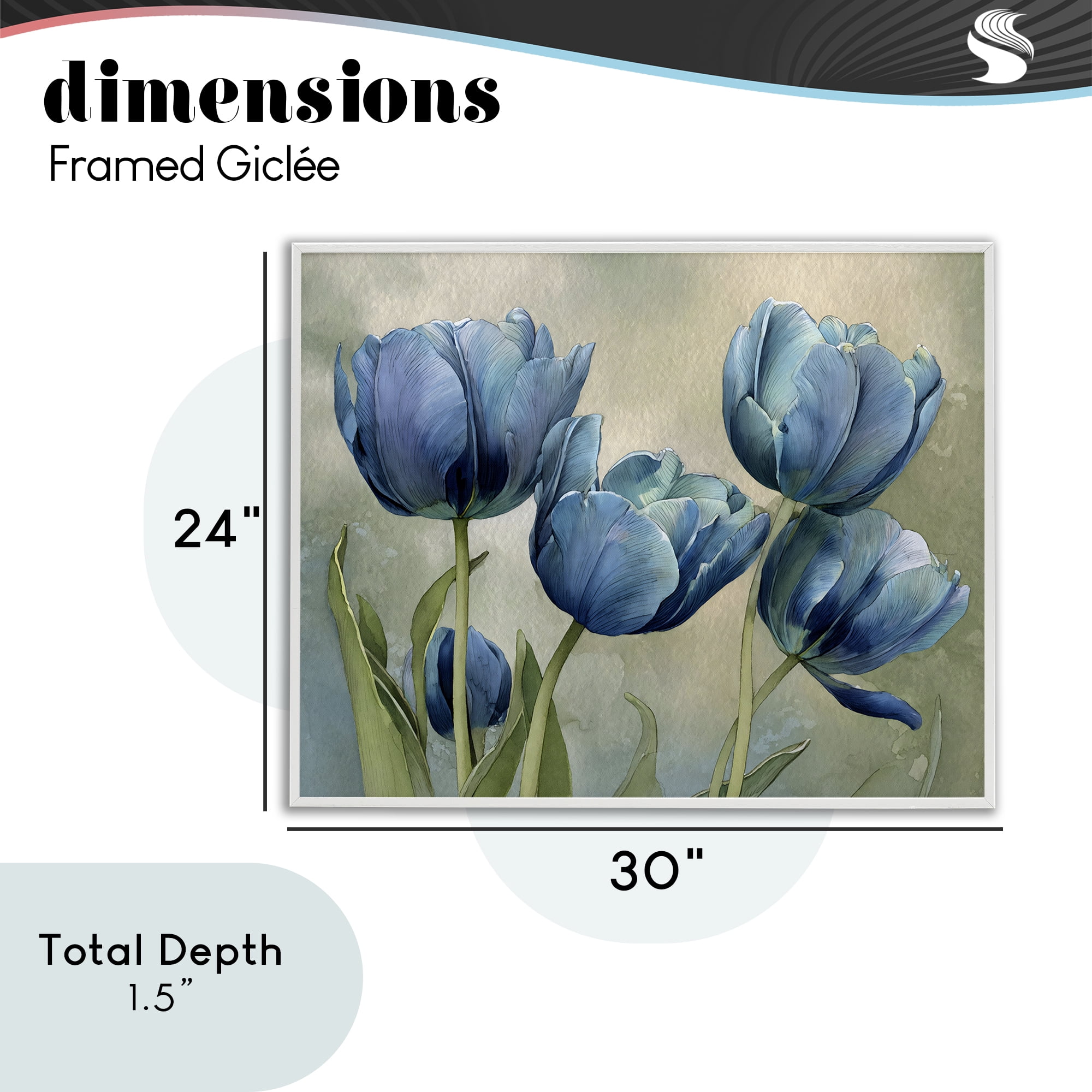 Stupell Industries Drawn Blue Tulip Flowers White Framed Giclee Art, design by Franklyn Gregory