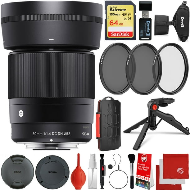 Sigma 30mm F 1 4 Dc Dn Contemporary Lens Canon Eos Ef M Mount Bundle With 64gb Memory Card 3 Piece Filter Kit Wrist Strap Card Reader Memory Card Case Tabletop Tripod Walmart Com