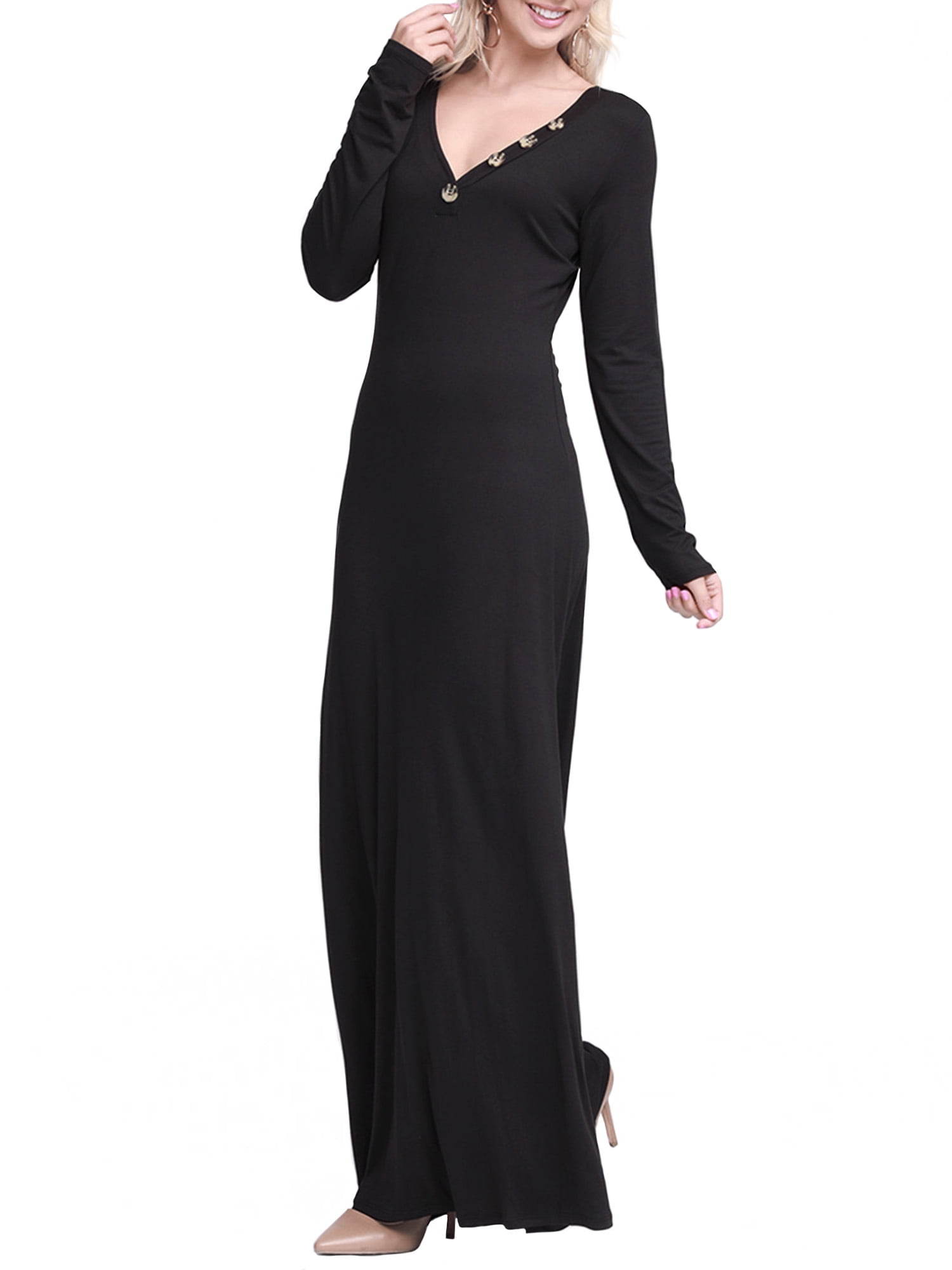 long sleeve maxi a line dress