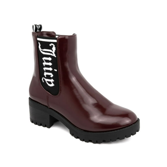 JUICY COUTURE Womens Burgundy Logo Goring Comfort One-up Round Toe Block Heel Booties 8.5 M