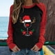 thumbnail image 1 of Pntutb Mujer Primavera Patchwork Navidad Impreso Manga Larga Cuello Redondo Casual Tee tops Pntutb Pntutb-7399, 1 of 5