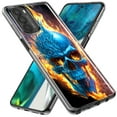 thumbnail image 2 of MUNDAZE Motorola Moto G Stylus 4G 2022 Blue Flaming Skull Burning Fire Double Layer Phone Case Cover, 2 of 5