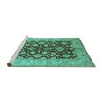 thumbnail image 2 of Ahgly Company Machine Washable Indoor Square Oriental Turquoise Blue Industrial Area Rugs, 7' Square, 2 of 4