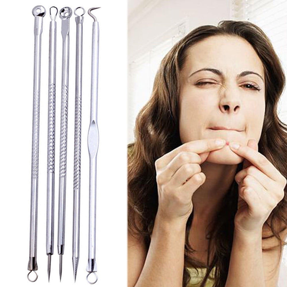 5 Pcs Pimple Blemish Comedone Acne Extractor Remover Tool Set