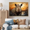 thumbnail image 1 of Designart art Mural Encadré Rhinocéros, Majestueux Rhinocéros Géométrique, Décoration Murale Encadrée Rhinocéros, art Mural Moderne Gris Doré, Cadre Doré 20x12 Pouces, 1 of 5