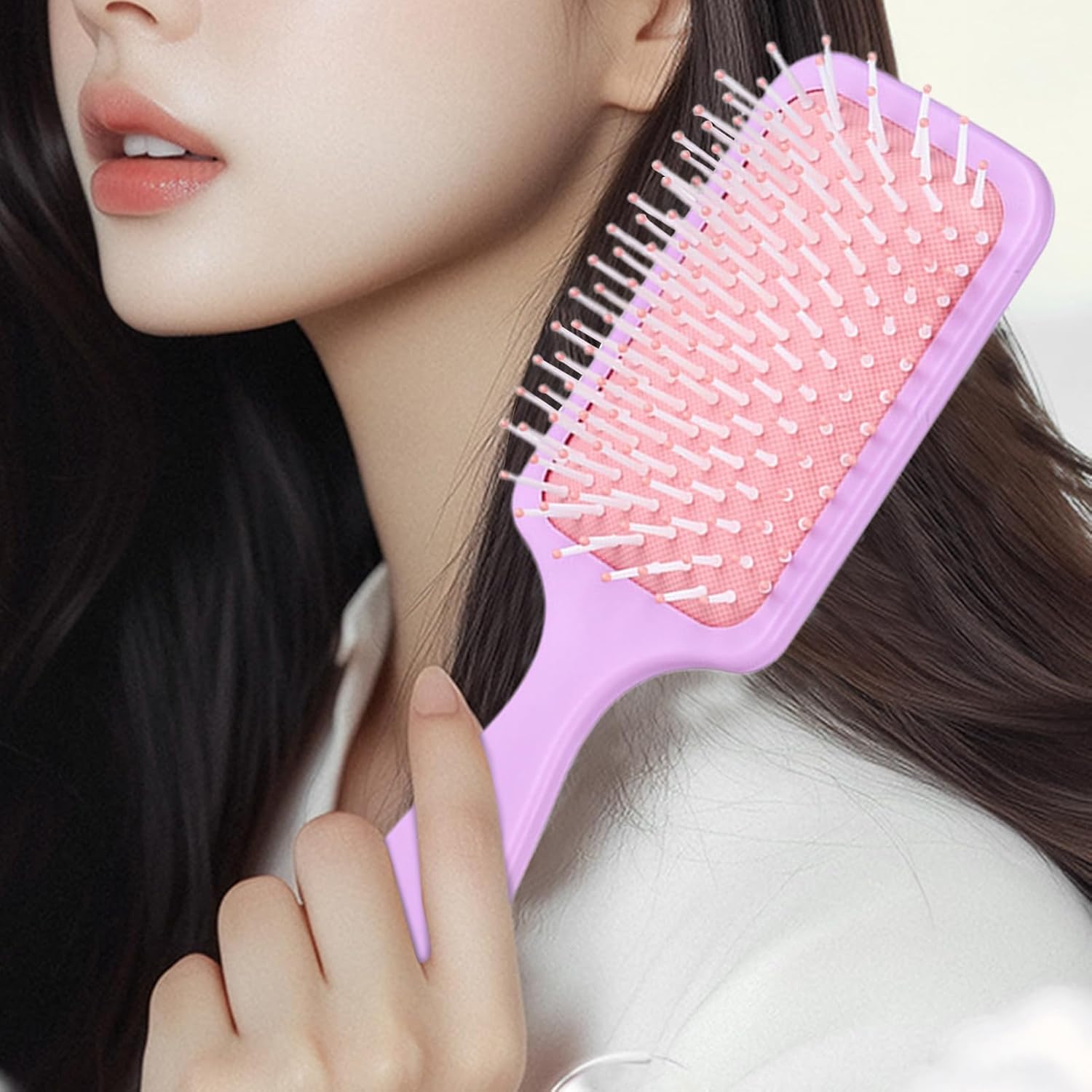 Paddle Brush - Blow Drying Brush, Soft Flexible Bristles, Gentle Scalp Massage Comb, Anti-Frizz Hair Styling Tool | Suitable for Thick, Curly, Straight, Long, Short, Wet or Dry Hair, Salon Home