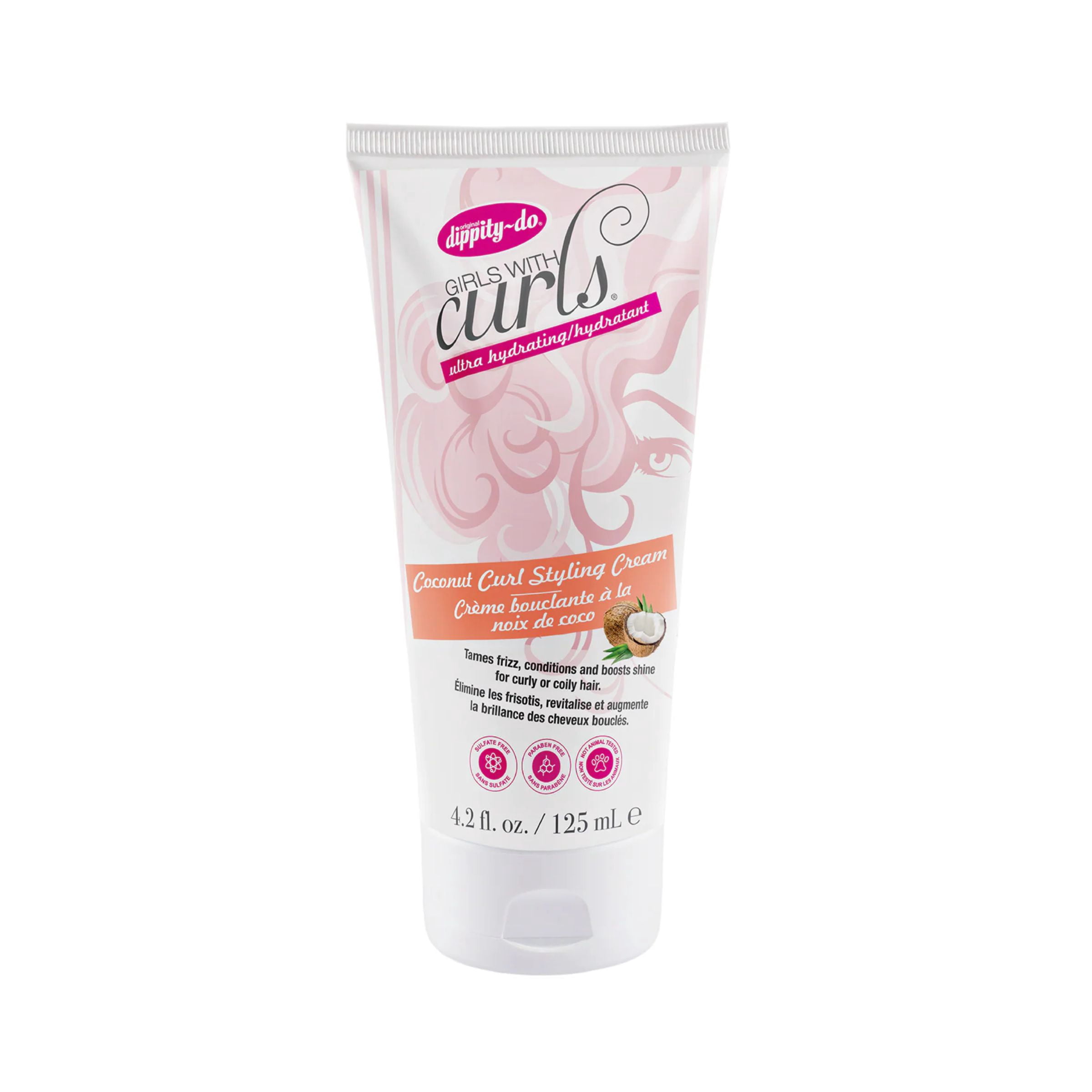 (6 pack) Dippity-do Girls with Curls Ultra-Hydrating Coconut Curl Styling Cream, 4.2 fl. oz.