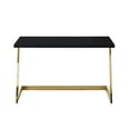 thumbnail image 5 of Bibse Writing Desk - High Gloss Lacquer Finish Top, Polished Stainless Steel Base, Geometric Legs, Black Gold Accent, 5 of 10