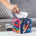 thumbnail image 6 of Rateoe Colorful Donut Pattern Tissue Box Cover, Modern Square Decorative Leather Facial Paper Case Organizer Holder Dispenser 5X5X5'', 6 of 8