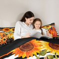 thumbnail image 4 of Manfei Watercolor Polka Dot Pumpkin King Bedding for Kids, Black White Sunflower Stripe King Bed in a Bag, Black Reversible, 7pcs, 4 of 7