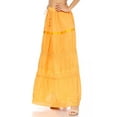 thumbnail image 3 of Sakkas Solid Embroidered Gypsy / Bohemian Full / Maxi / Long Cotton Skirt - Yellow - One Size, 3 of 5
