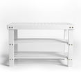 thumbnail image 6 of Zimtown 28''W 3 Tier Solid Bamboo Shoe Bench Storage Racks Seat Organizer for Entryway Hallway, White, 6 of 18