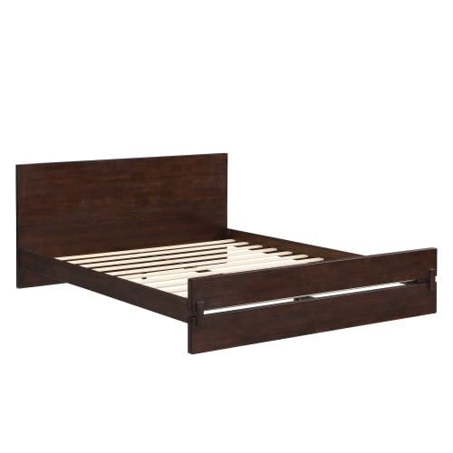 Euroco Wood Queen Size Platform Bed, Heavy-Duty Bamboo Bed Frame, Chocolate