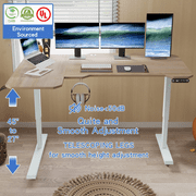 MXTARK 59-Inch Large Electric Height Adjustable Computer L-Shaped Desk with Memory Controller Corner Standing Desk Modern Workstation with Splice Board Game Ergonomic