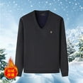 thumbnail image 4 of LpwkSSA Men's Thermal V Neck Sweaters Long Sleeve Fleece Lined Sweatshirts Casual Pullover Stretchy Slim Basic Solid Color Thermal Warm Loungewear Sweater Shirts Gray XXXL, 4 of 4