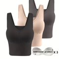 thumbnail image 1 of 3pcs Ribbed Tank Top  Comfort & Style Combined - Detachable Chest Pads for Maximum Comfort!, 1 of 7
