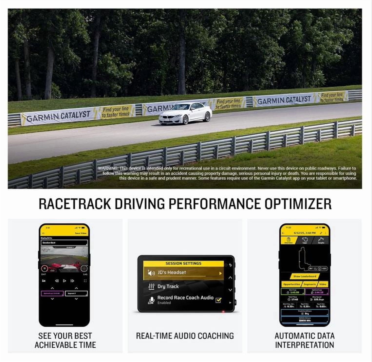 Garmin Catalyst™ 2 Racetrack Driving Performance Optimizer, On-Track Coaching, True Optimal Lap Technology, Detailed Performance Data