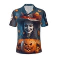 thumbnail image 2 of Daiia Modern Style Pumpkin Witch Pattern Men’s Polo Shirts,Solid Deck Shirt,Classic Fit, Breathable Cotton Polo for Casual and Sport Wear-Small, 2 of 7
