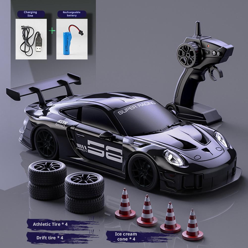 RC Drift Car,124 Scale RC Drift Car 4WD 2.4GHz 30KM/H High Speed Sport with LED Toy Lights,Two Cars