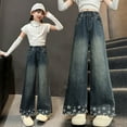 thumbnail image 2 of BOOMNY Girl's Baggy Jeans Wide Leg Jeans for Girl Trendy Casual Embroidery Y2K Elastic Waist Lightweight Loose Fit Soft Denim Pants With Pocket, 2 of 8
