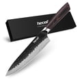 thumbnail image 1 of Hecef 8-Inch Japanese Chef Knife, High-Performance Composite Steel Razor Sharp Cooking Knife with Hammered Finish & Ergonomic Pakkawood Handle, 1 of 7
