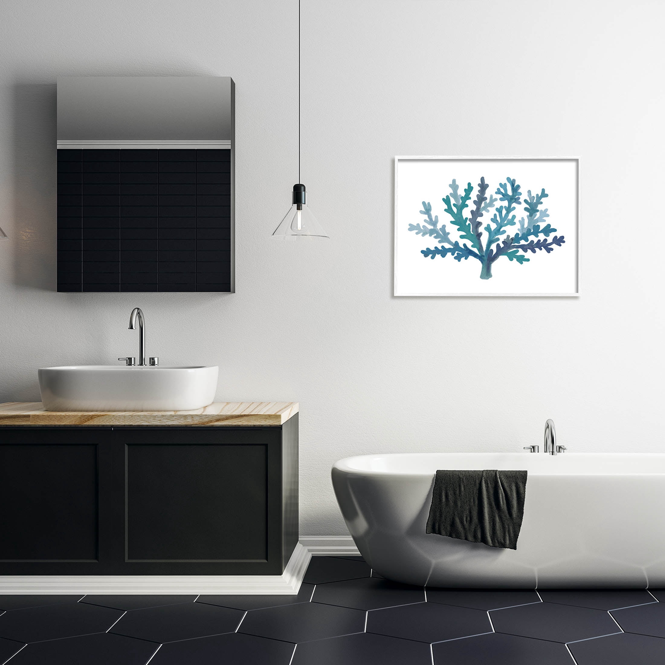 Stupell Industries Casual Blue Aquatic Coral Graphic Art White Framed Art Print Wall Art, Design by Nina Muis Surface Design