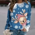 thumbnail image 2 of VBARHMQRT Chandails de Football pour Femmes Mode Automne et Hiver de Noël Imprimé Animal Manches Longues Col Rond Décontracté Sans Capuche Cinq, 2 of 4