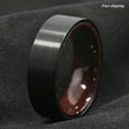 thumbnail image 4 of Tungsten Rings for Men Wedding Bands for Him Womens Wedding Bands for Her 8mm Black Brushed Red Sandal Wood Inlay Wedding Band Ring Men's Jewelry, 4 of 8