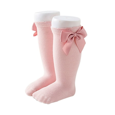 

Kids Baby Girls Cotton Long Socks Solid Color Big Bow Knee High Stocking Princess Leg Warmer Floor Slipper Winter