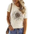 thumbnail image 2 of Camisa gráfica de girasol para mujer, camiseta informal de manga corta con flores lindas,XXL, 2 of 5