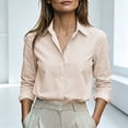 thumbnail image 5 of Edvintorg Blouses for Women Dressy Casual Striped Long Sleeve Turndown Collar Button Down Shirt Women Tops Fashion Clothing Khaki S, 5 of 9