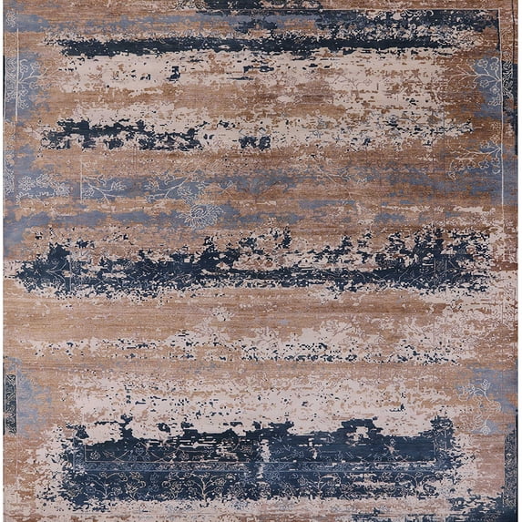 Ahgly Company Indoor Square Mid-Century Modern Purple Oriental Area Rugs, 8' Square
