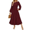 thumbnail image 3 of Women's Fall Long Sleeve Maxi Dresses 2024 Casual Crew Neck Dot Tiered Flowy A Line Wedding Guest Maxi Dress plus Size Formal Long Sleeve Dress for Women Silk Dress plus Size Satin Dress Womens Wrap, 3 of 7