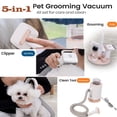 thumbnail image 2 of Romiromi Dog Grooming Vacuum Kit - 5 In 1 Low Noise Pet Grooming Tools and 1L  Dust Cup, Electric Clipper Brush for Dogs Cats Pet Hair Shedding at Home, White, 2 of 9